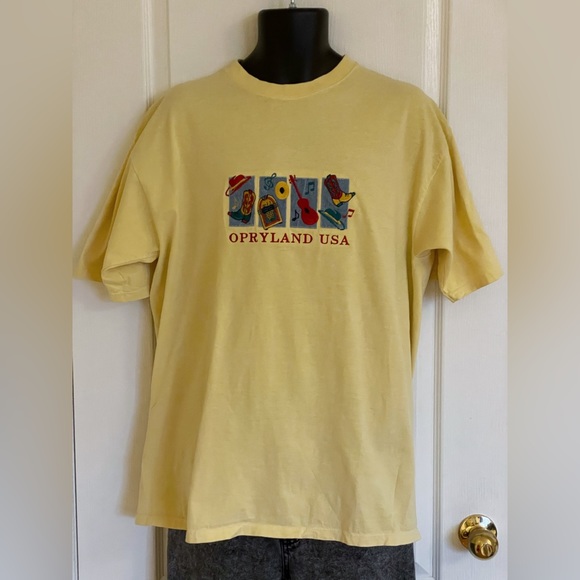 Vintage classic crewneck s/s Opryland USA souvenir butter yellow graphic tee, M - Picture 3 of 16
